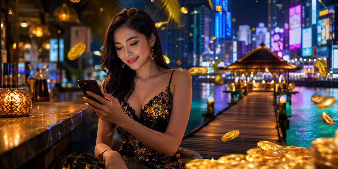 Pemain di Kuala Lumpur mengakses meja baccarat ke70 melalui telefon bimbit pada waktu malam
